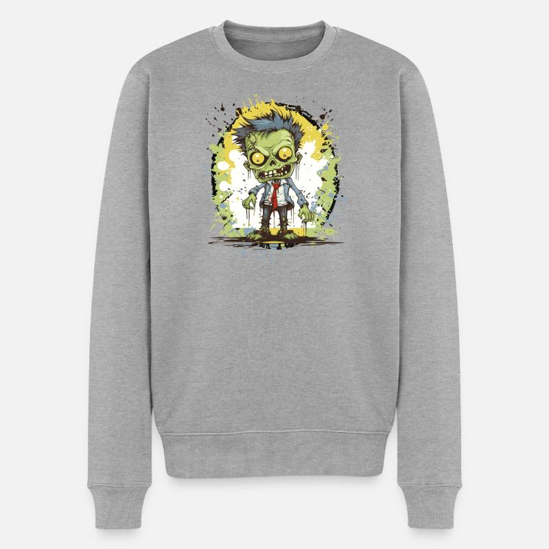 Zombie Comic Splatter - Männer Premium Bio Pullover - Grau meliert