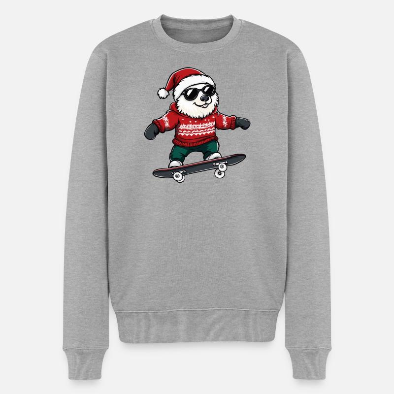 Eisbär Weihnachten Lustig - Männer Premium Bio Pullover - Grau meliert