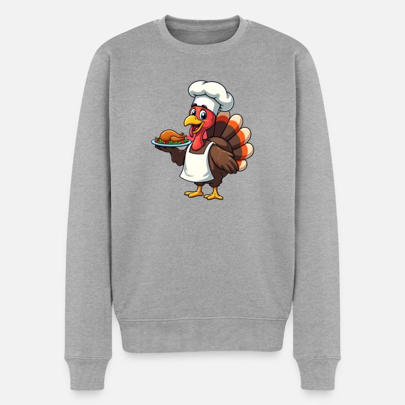 Cuisinier de dinde de Thanksgiving Thanksgiving - Pull Premium bio Homme - gris chiné