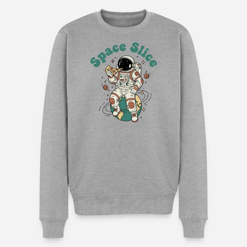 Pizza de l’espace astronaute - Pull Premium bio Homme - gris chiné