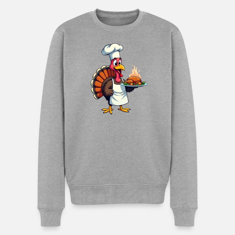 Thanksgiving Truthahn Koch Thanksgiving - Männer Premium Bio Pullover - Grau meliert