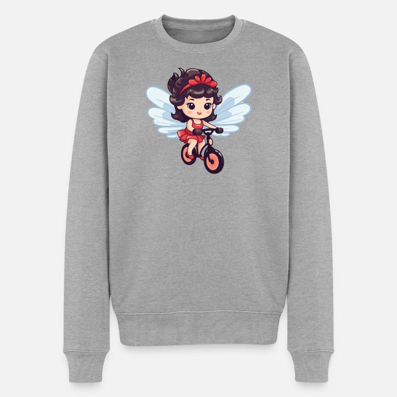 Fee Niedlich Fahrrad Comic - Männer Premium Bio Pullover - Grau meliert