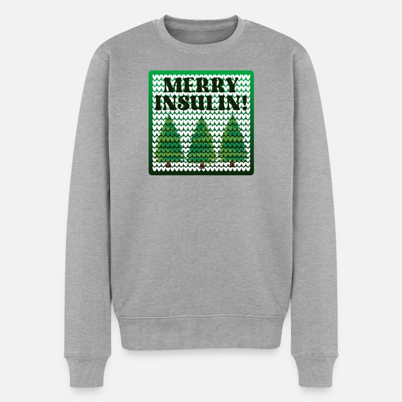 WEIHNACHTEN DIABETES INSULIN - Männer Premium Bio Pullover - Grau meliert