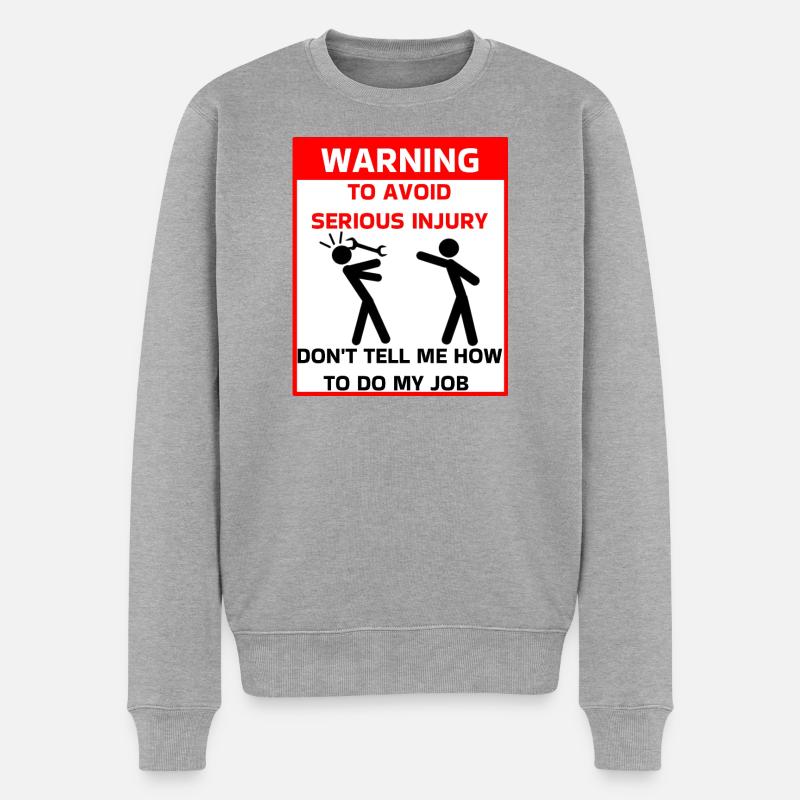 Sicherheitswarnung - Männer Premium Bio Pullover - Grau meliert