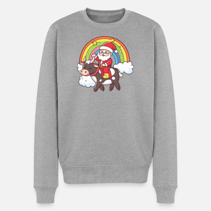 Vache Père Noël Noël - Pull Premium bio Homme - gris chiné