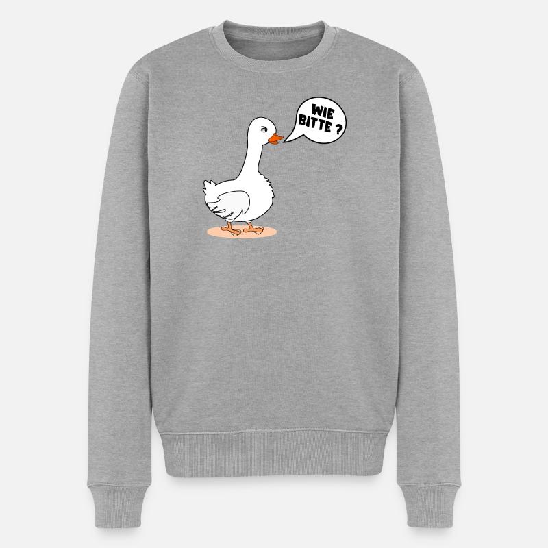 SELBSTBEWUSSTSEIN GANS WIE BITTE - Männer Premium Bio Pullover - Grau meliert