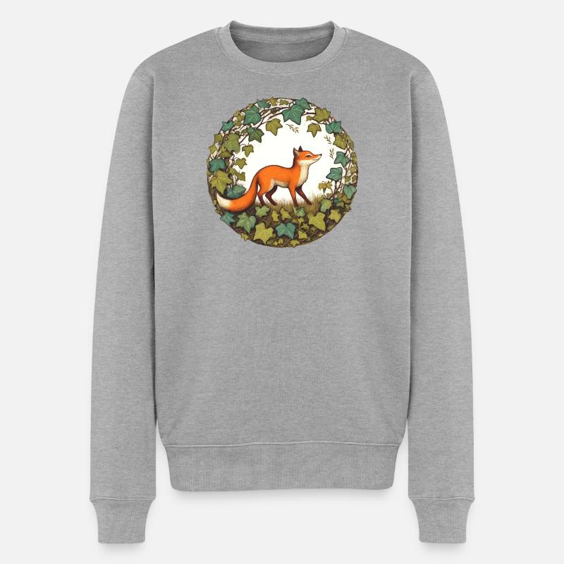 Fuchs im Efeukreis - Männer Premium Bio Pullover - Grau meliert