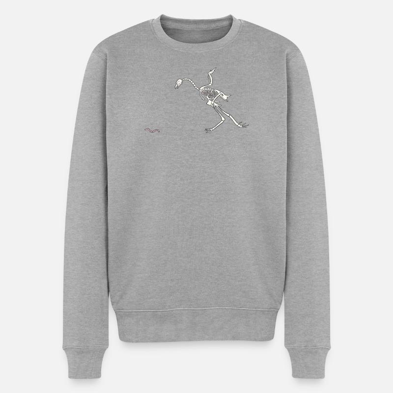 Skeletthenne - Männer Premium Bio Pullover - Grau meliert