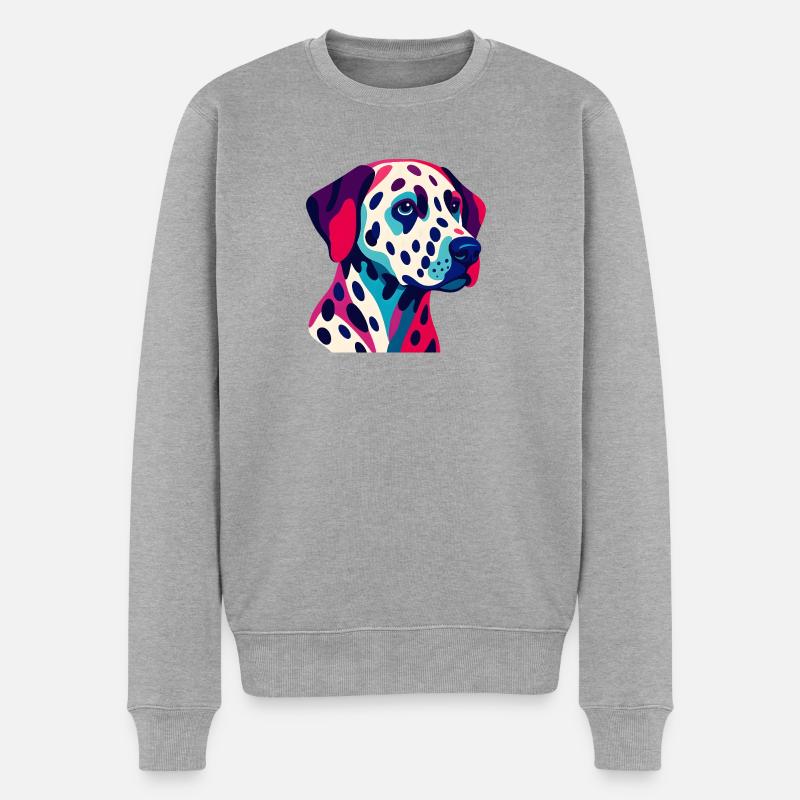 Bunte dalmatinische Pop Art - Männer Premium Bio Pullover - Grau meliert
