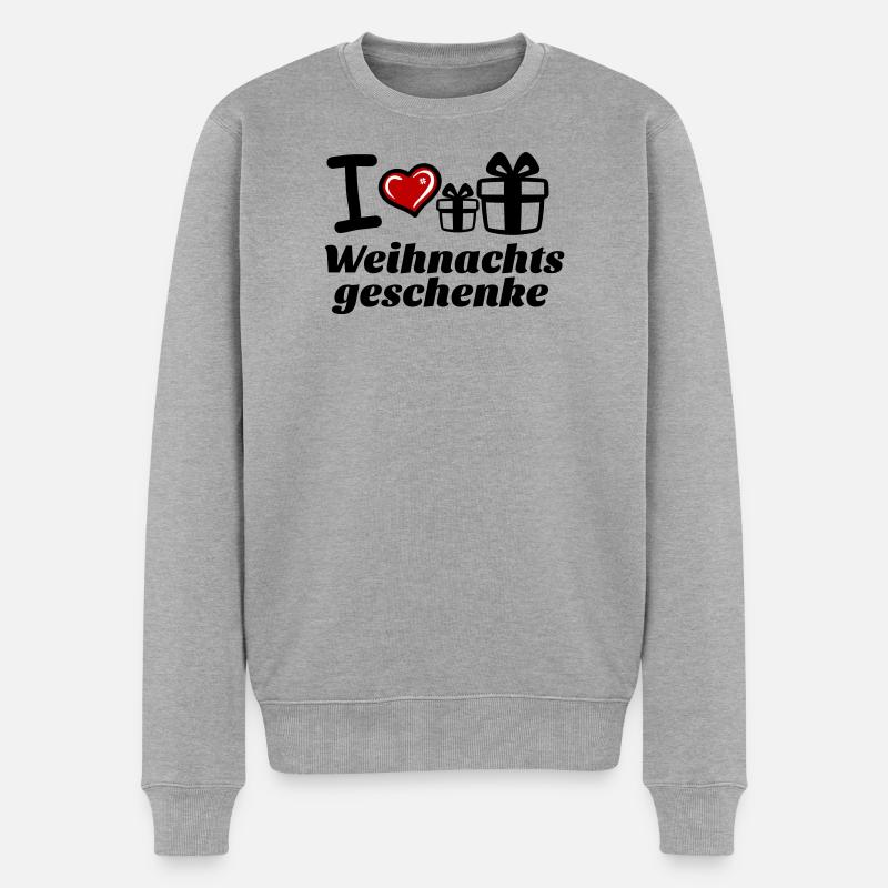 I Love Weihnachtsgeschenke  - Männer Premium Bio Pullover - Grau meliert