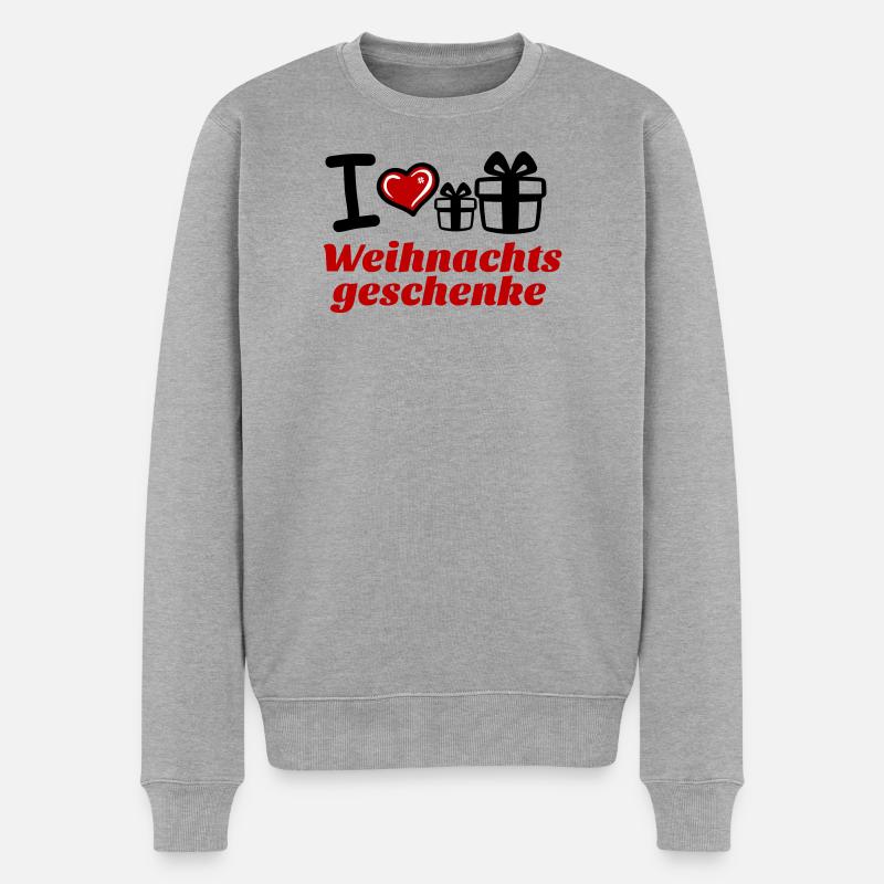 I Love Weihnachtsgeschenke  - Männer Premium Bio Pullover - Grau meliert