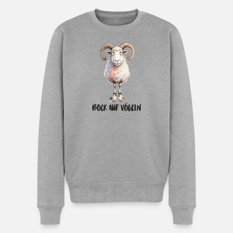Bock auf Vögeln - lustiger zweideutiger Spruch - Männer Premium Bio Pullover - Grau meliert