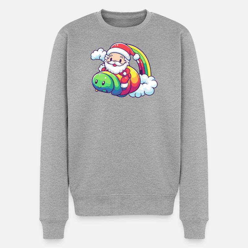Wurm Weihnachtsmann Weihnachten - Männer Premium Bio Pullover - Grau meliert