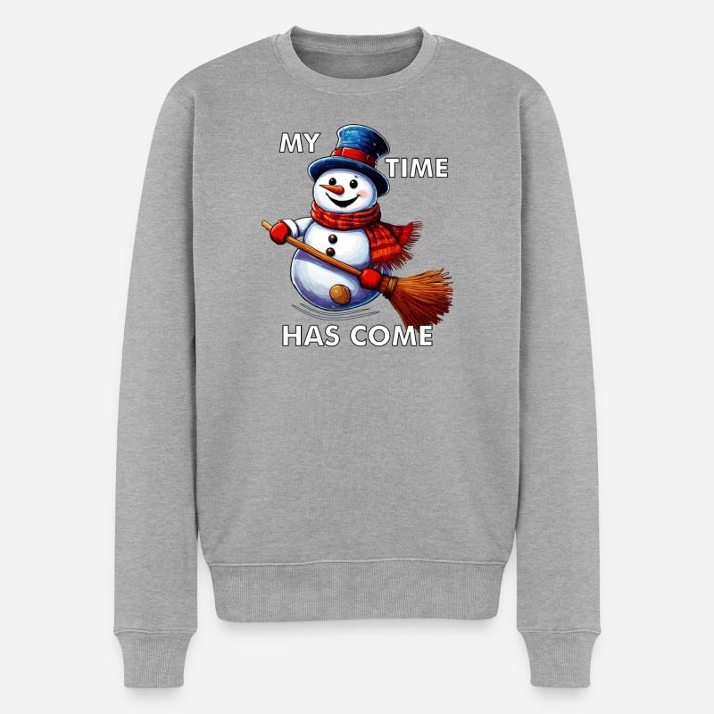 SCHNEEMANN MY TIME HAS COME - Männer Premium Bio Pullover - Grau meliert