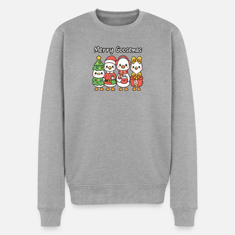 Merry Goosemas Quartett, Kawaii Ducks - Männer Premium Bio Pullover - Grau meliert