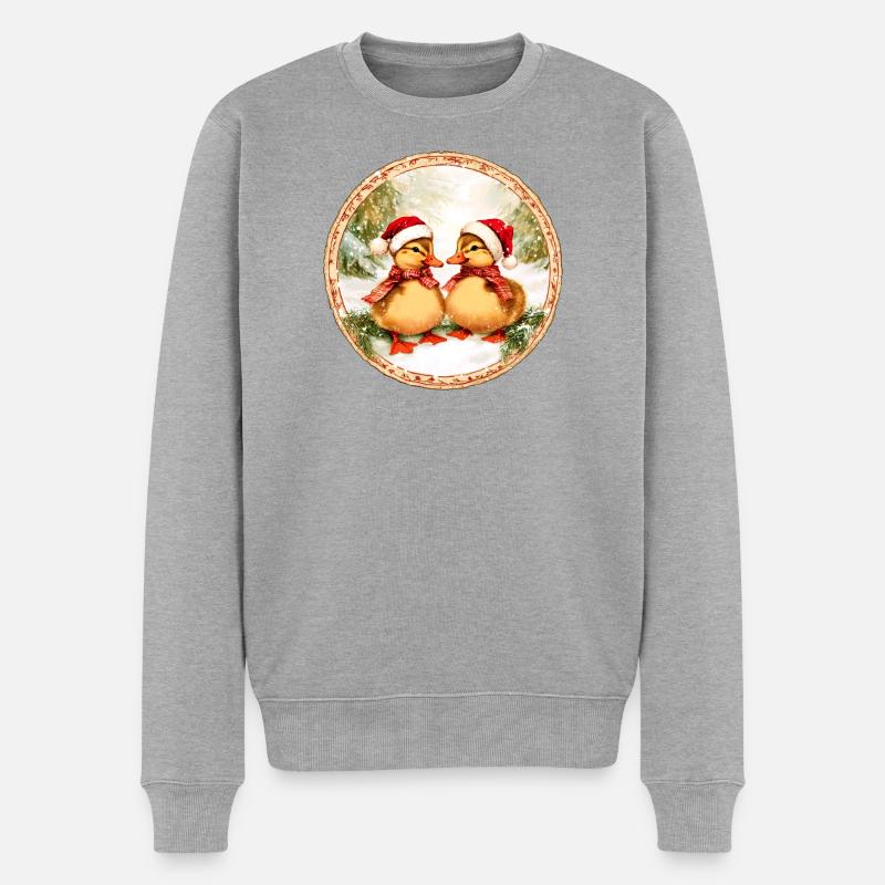 Entchen Weihnachten - Männer Premium Bio Pullover - Grau meliert