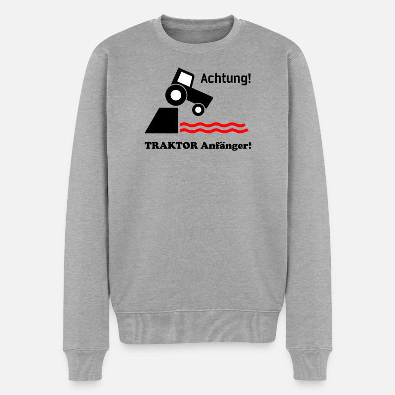 Traktor Anfaenger - Männer Premium Bio Pullover - Grau meliert