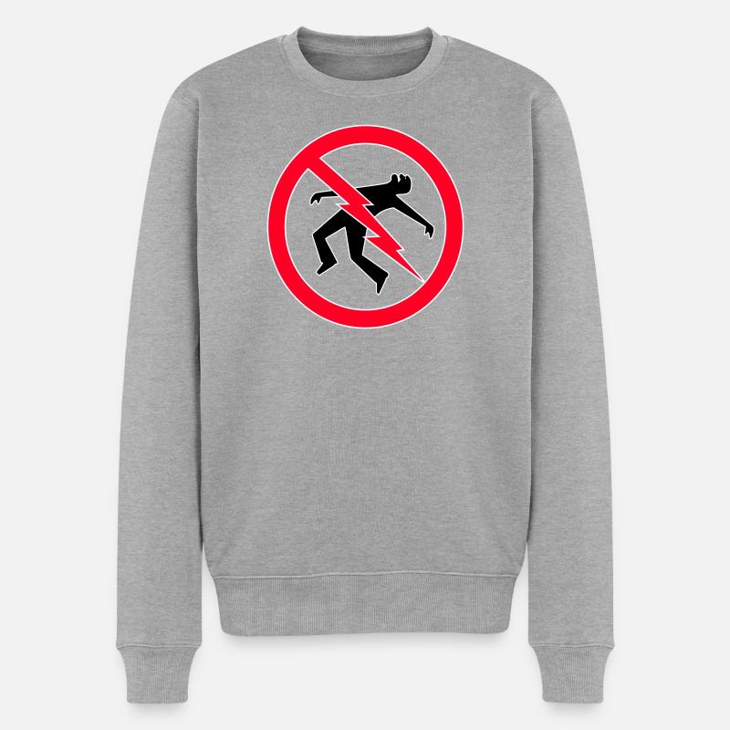 Blitz-Warnung - Männer Premium Bio Pullover - Grau meliert