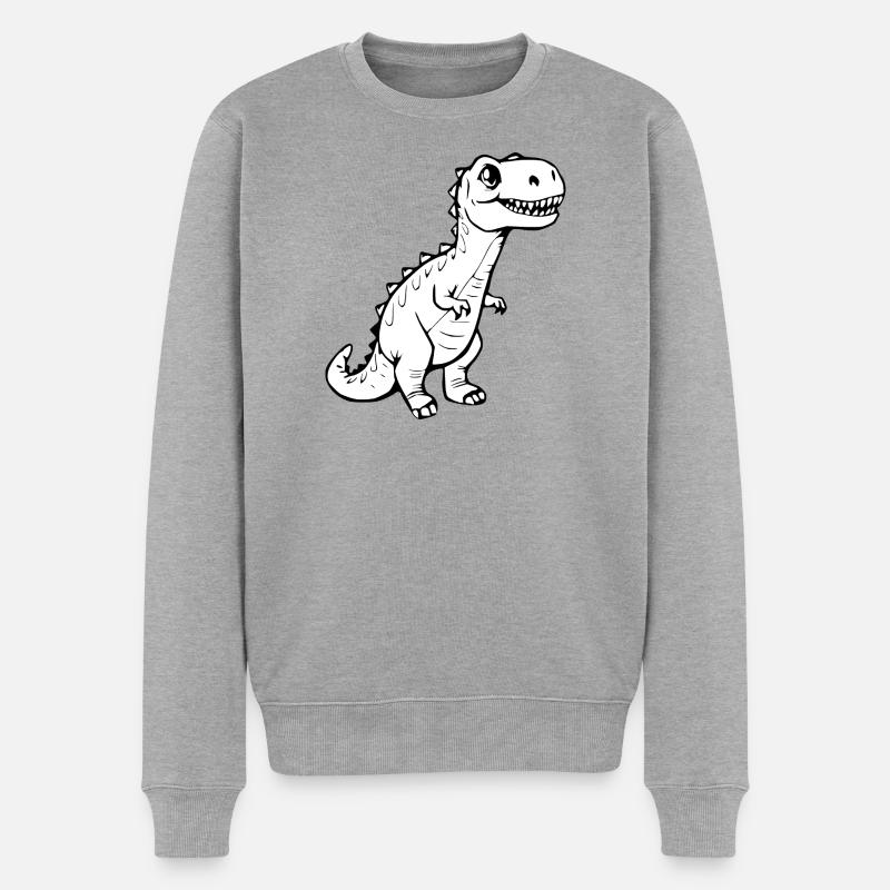 niedlicher Dinosaurier - Männer Premium Bio Pullover - Grau meliert