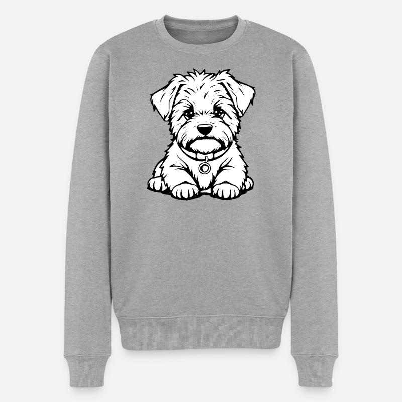 Chien Blanc Noir et Blanc - Pull Premium bio Homme - gris chiné