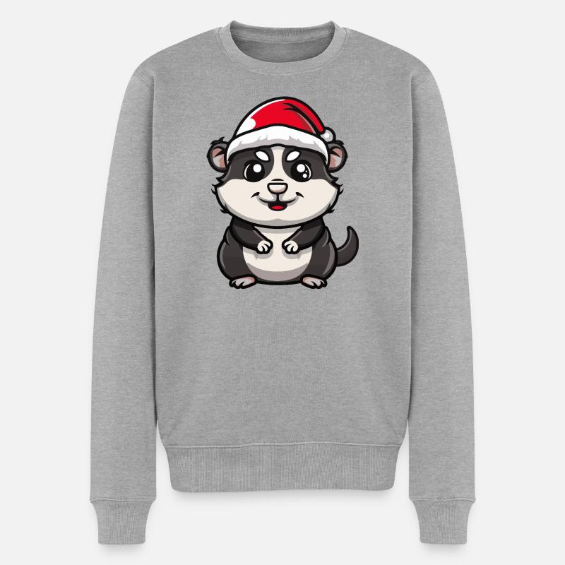 Hamster Weihnachten - Männer Premium Bio Pullover - Grau meliert
