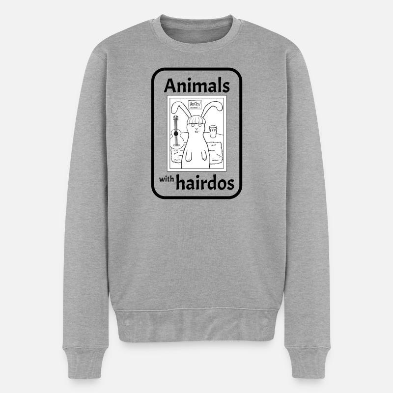 Lapin avec coiffure - Pull Premium bio Homme - gris chiné