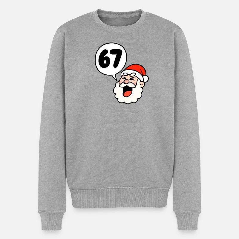 Santa ruft 67! - Männer Premium Bio Pullover - Grau meliert