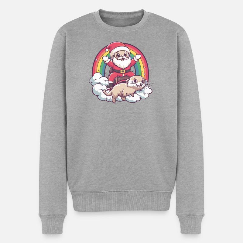 Noël du Père Noël Suricate - Pull Premium bio Homme - gris chiné