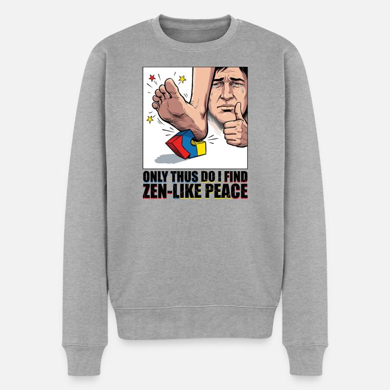 Baustein Schmerz Zen Meme - Männer Premium Bio Pullover - Grau meliert