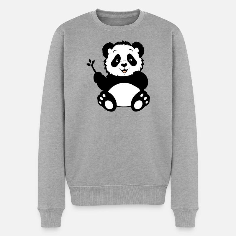 Pandabär - Männer Premium Bio Pullover - Grau meliert
