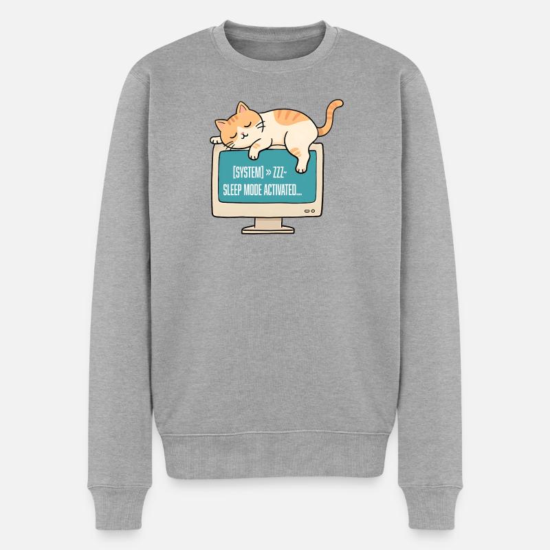 Geek-Chat im System-Standby - Männer Premium Bio Pullover - Grau meliert