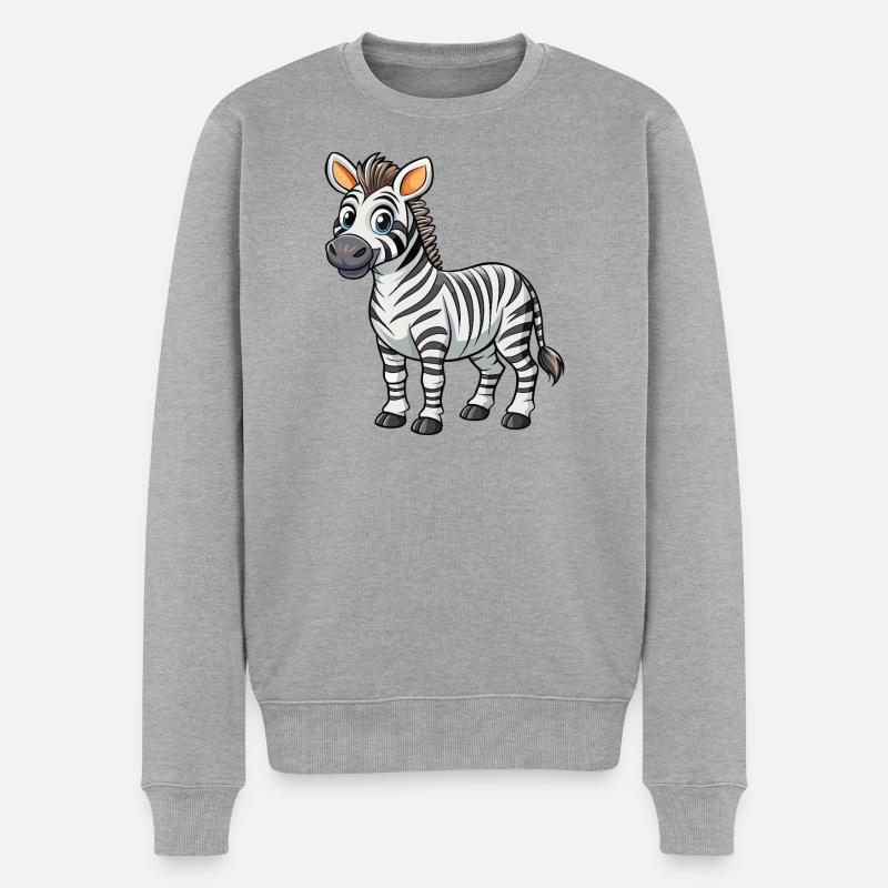 Zebra - Männer Premium Bio Pullover - Grau meliert