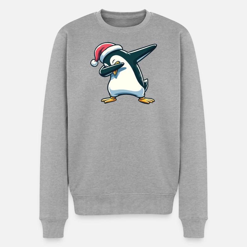 Tapons de Noël Penguin Dab Noël - Pull Premium bio Homme - gris chiné