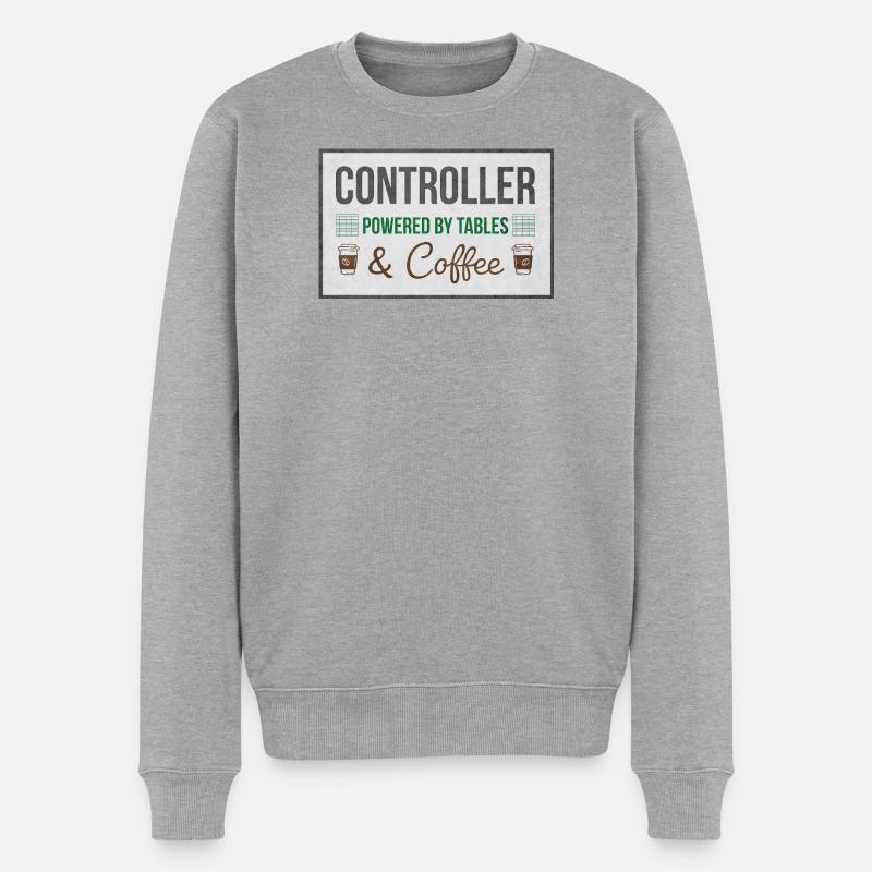 Controller Powered by Tables & Coffee - Männer Premium Bio Pullover - Grau meliert