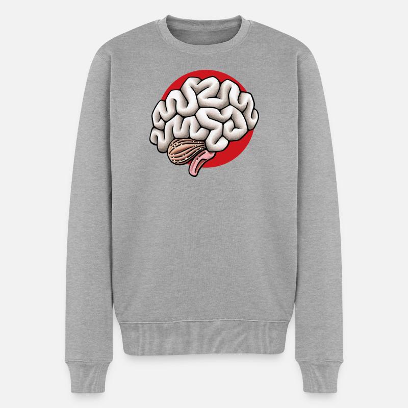 Gehirn Hirn Brain - Männer Premium Bio Pullover - Grau meliert