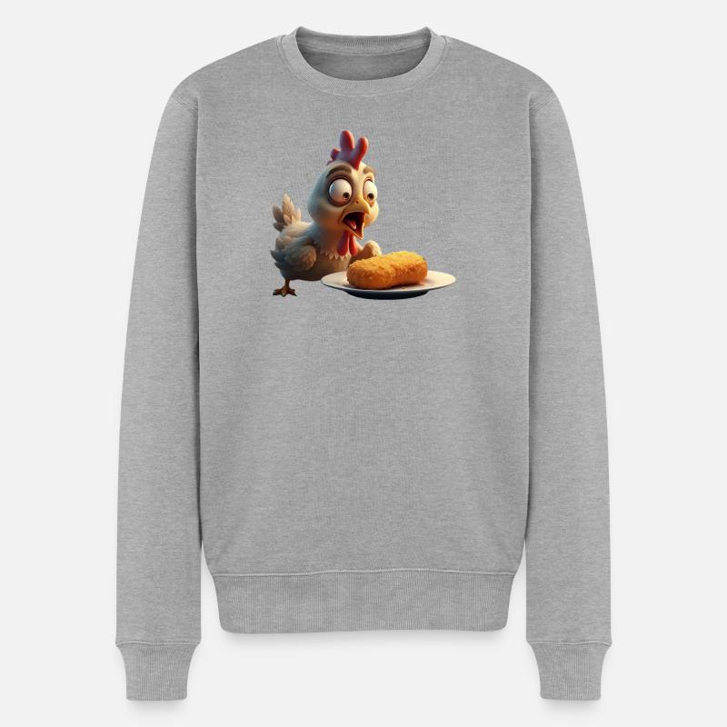 Verärgertes Huhn - Männer Premium Bio Pullover - Grau meliert