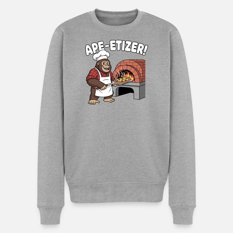 Ape-Etizer Pizza Chef - Männer Premium Bio Pullover - Grau meliert