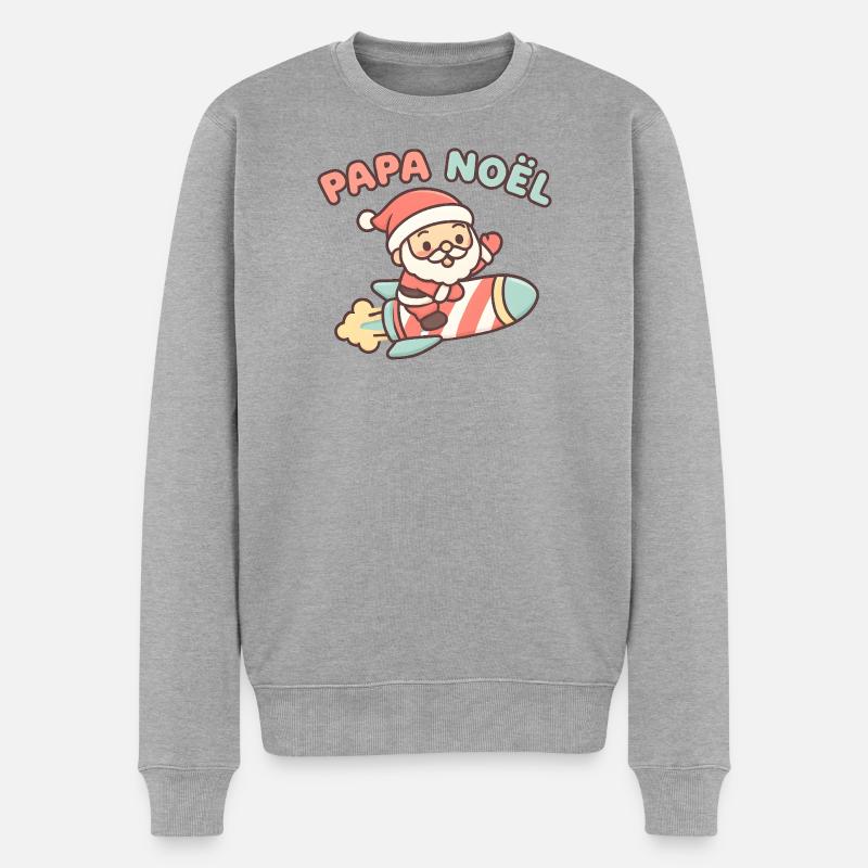 Der Weihnachtsmann in Retro Rocket - Männer Premium Bio Pullover - Grau meliert