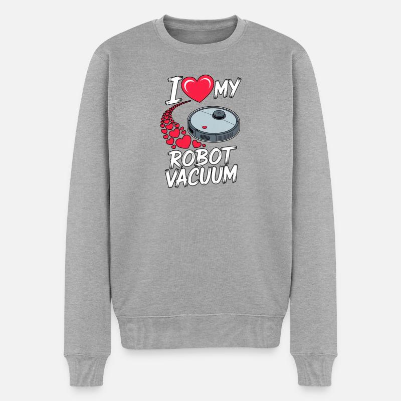 I Love My Saugroboter Saugerroboter - Männer Premium Bio Pullover - Grau meliert