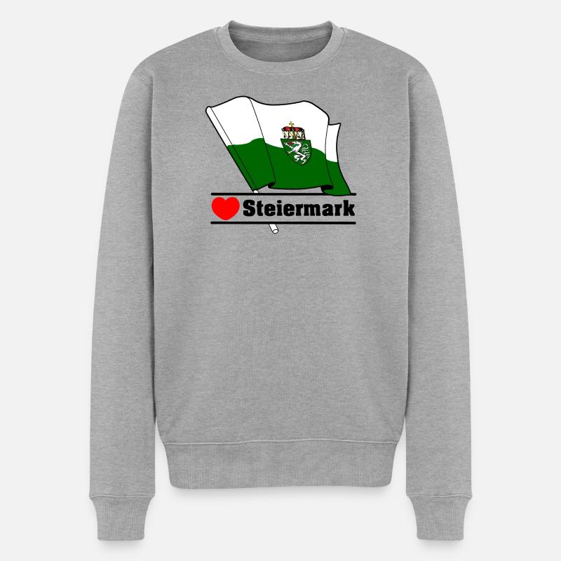 Steiermark-Flagge mit Herz - Männer Premium Bio Pullover - Grau meliert