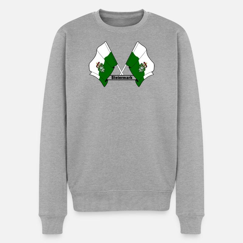 Drapeaux de Styrie avec texte - Pull Premium bio Homme - gris chiné