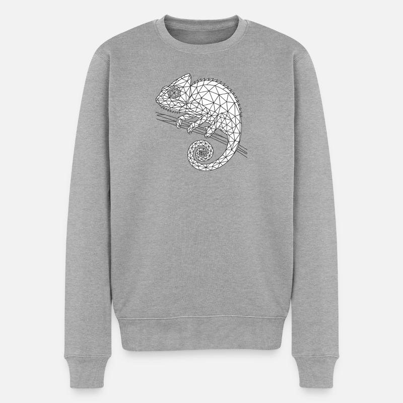 Geometrischer Chamäleon Wireframe - Männer Premium Bio Pullover - Grau meliert