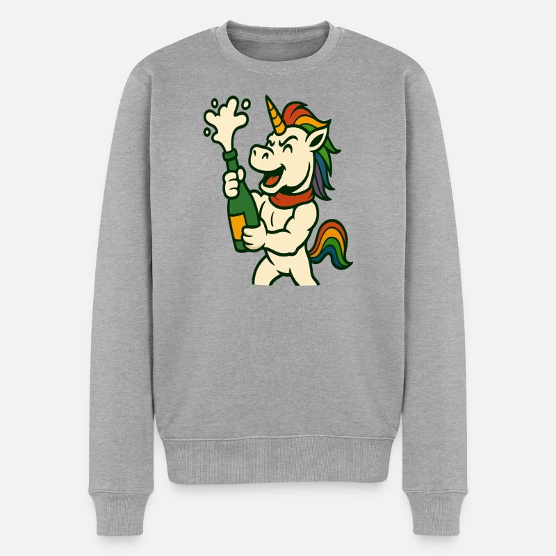 Einhorn-Popping-Flasche Spaß Festliche Maskottchenkunst - Männer Premium Bio Pullover - Grau meliert