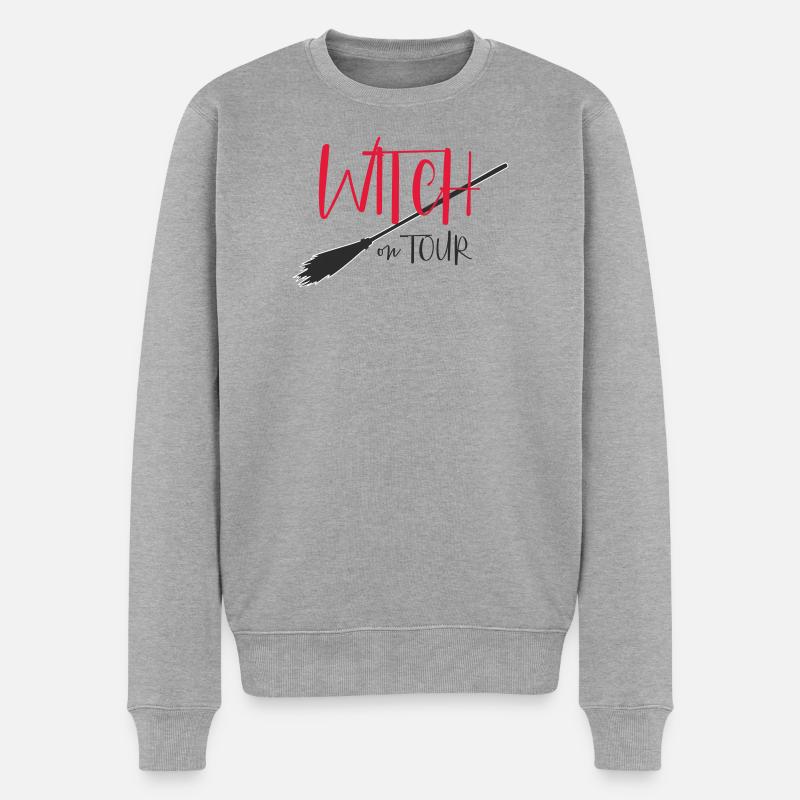 Hexe on Tour Logo - Männer Premium Bio Pullover - Grau meliert