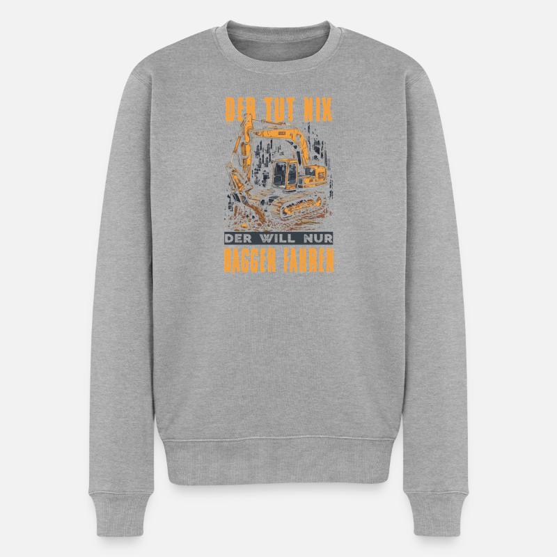 Baggerfahrer Geschenke Baggerführer Baustelle - Männer Premium Bio Pullover - Grau meliert