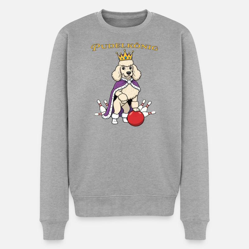 Pudelkönig - Männer Premium Bio Pullover - Grau meliert