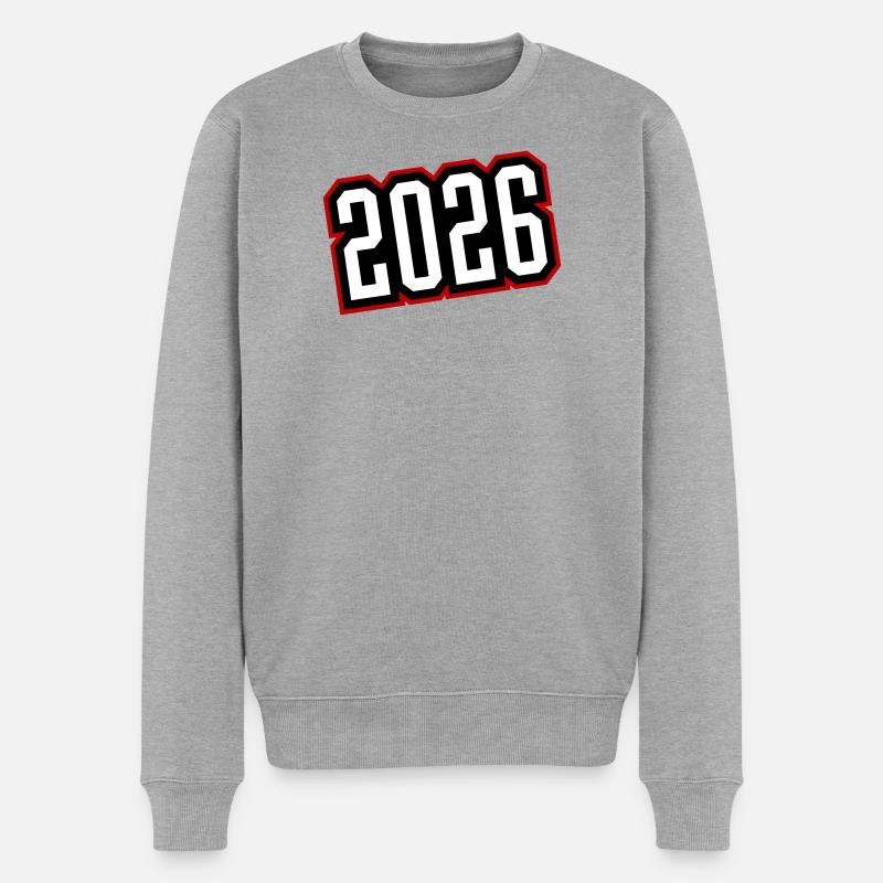 2026 - Männer Premium Bio Pullover - Grau meliert