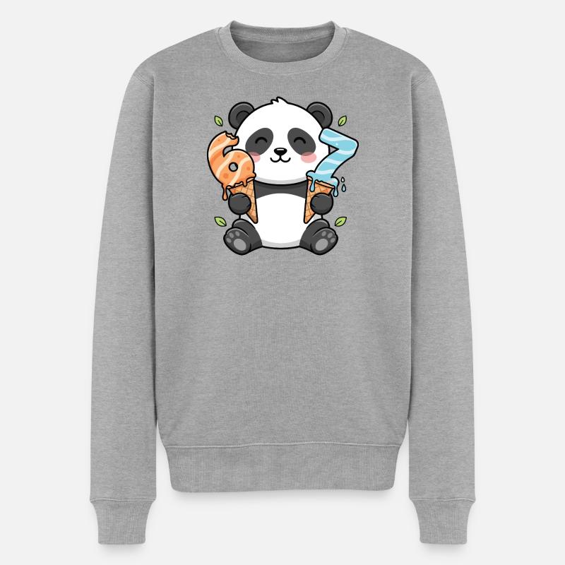 Panda Glace Délice 67 Mème - Pull Premium bio Homme - gris chiné