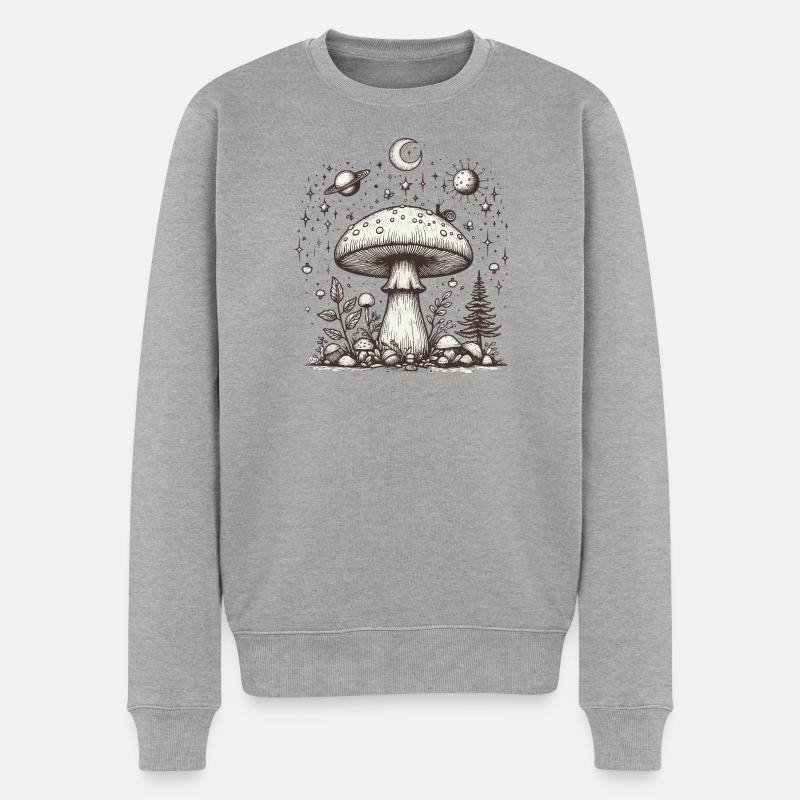 Fliegenpilz Mushroom Psilo - Männer Premium Bio Pullover - Grau meliert