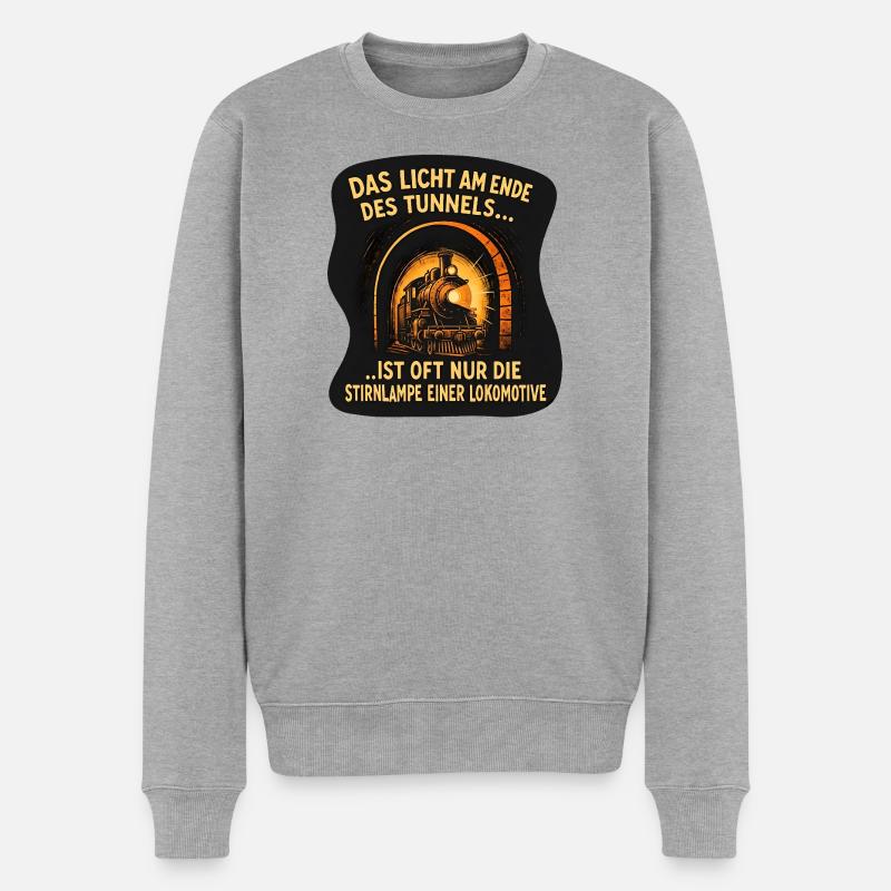 Licht am Ende des Tunnels - Männer Premium Bio Pullover - Grau meliert